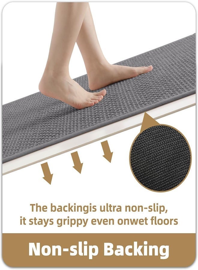 Grey Non-Slip Absorbent Bathroom Rug, Geometric Texture, 50 x 80 cm - Image 3