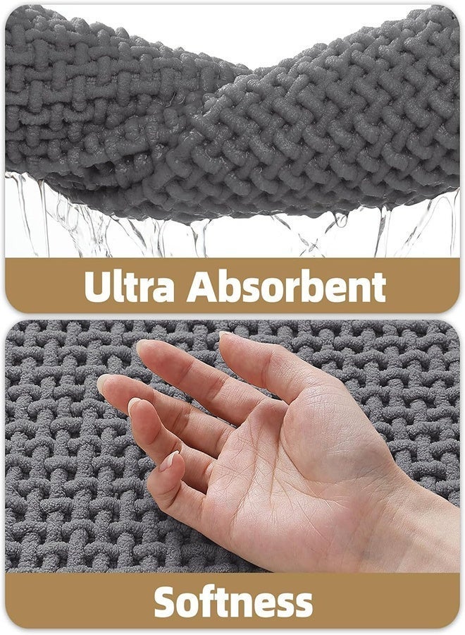 Grey Non-Slip Absorbent Bathroom Rug, Geometric Texture, 50 x 80 cm - Image 5