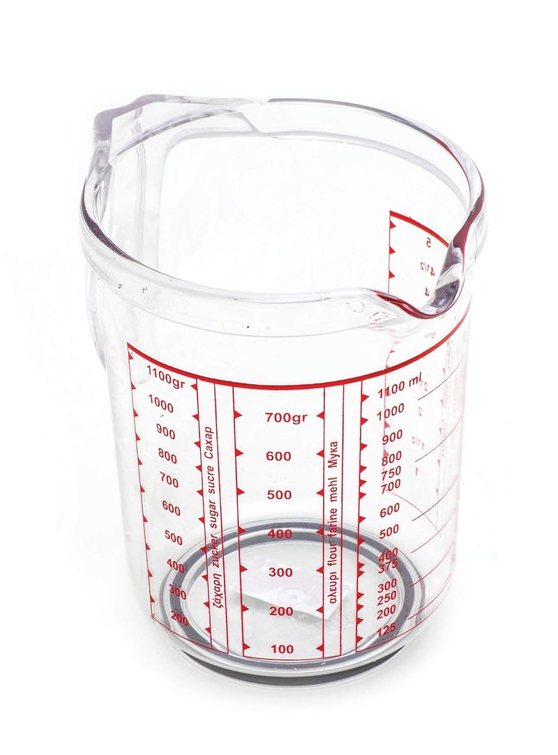 Tredoni 1100ml1kg SugarFlour Measuring CupJug Non Slip Base Acrylic Plastic Pitcher
