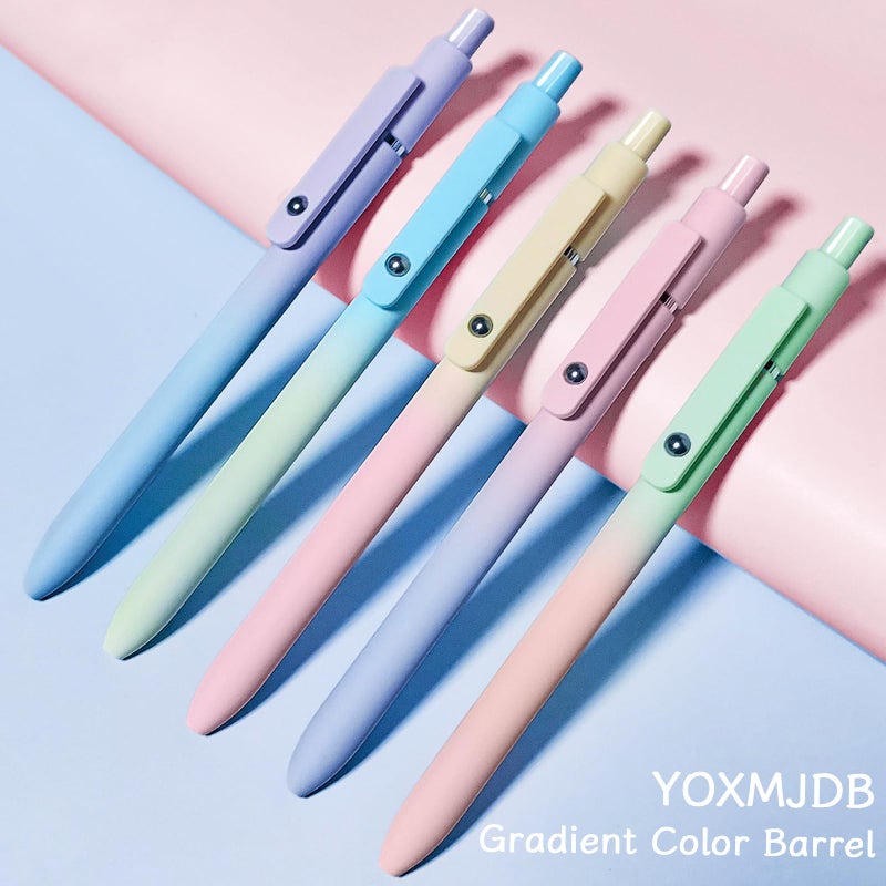 YOXMJDB Gel Pens, 5 Pcs Medium Point Smooth Writing Pens Cute Pens for Women, High-End Series 0.7mm Black Ink Pens for Journaling Note Taking, School Office Supplies (5 Pcs Gradient Morandi) - Image 2