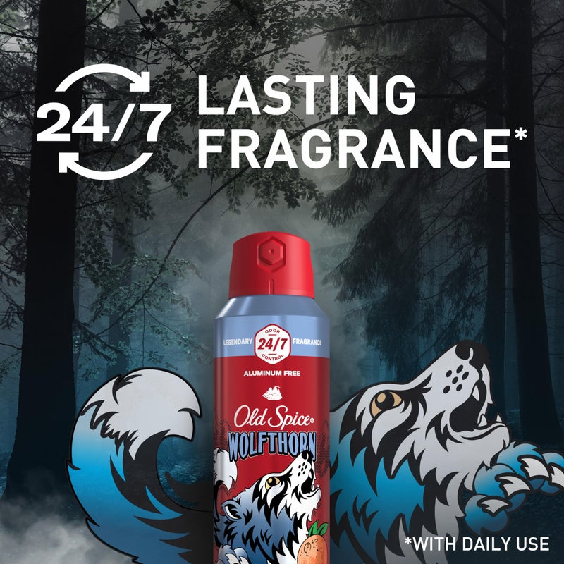 Old Spice Aluminum Free Body Spray for Men, 24/7 Odor Protection, 24/7 Lasting Fragnance & Freshness, Cologne Quality Scent, Wolfthorn with Sweet Citrus Scent, 5.1 oz (Pack of 3) - Image 4