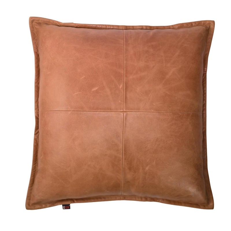 D DOLLY LAMB Lambskin Leather Pillow Cover  Sofa Cushion Case  Decorative Throw Covers for Living Room  Bedroom 20x20 Inches  Antique Brown Box Pack of 1