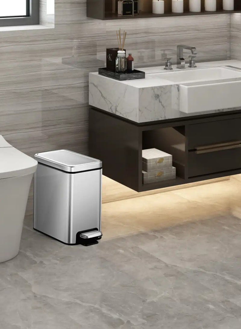 EKO STELLA SLIM SERIES | Brushed Stainless Steel Finish | Soft-Closing | Fingerprint-Resistant | Slim Premium Pedal Trash Bin | Versatile For Tight Spaces & Narrow Corners | Multiple Sizes | 10 Liters  - Image 2