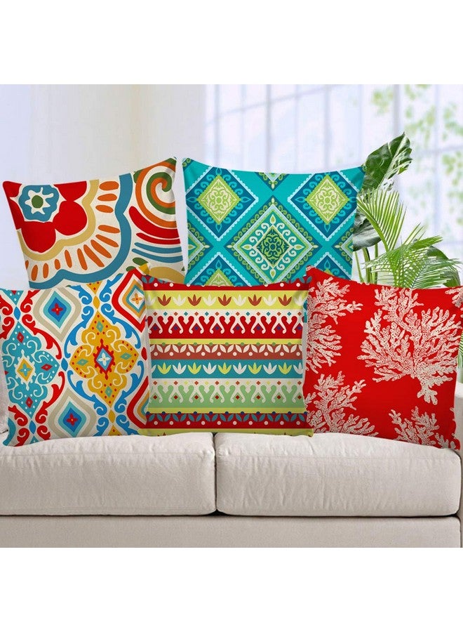 AEROHAVEN Decorative Hand Made Jute Throw Pillow Cushion Covers - CC-173 - Set of 5, (Multicolor, 12 x 12 Inch) - Image 1