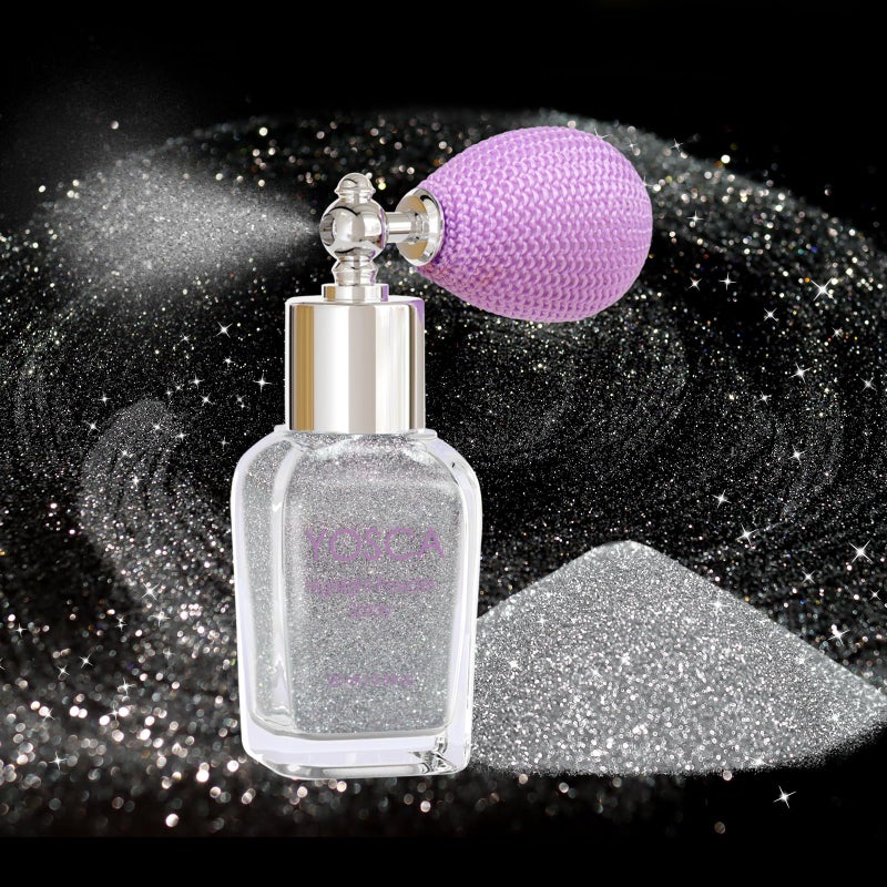 Yosca Body Glitter Spray, 30ML Diamond Body Shimmer Powder Hair Spray Silver Glitter Sparkle Highlighter Makeup Festival Concert Party Mardi Gras Rave Accessories for Rave Clothes Hair Face Nail Art - Image 1