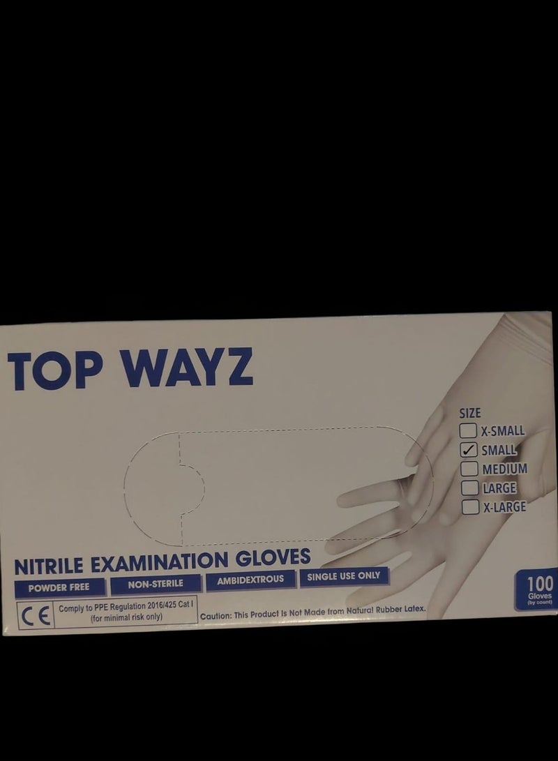 Nitrile Examination Gloves Powder Free Size: SMALL - Image 3