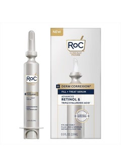 RoC Derm Correxion Fill + Treat Advanced Retinol Serum with Hyaluronic Acid for Forehead Wrinkles, Crow's Feet, Eleven Wrinkles, and Laugh Lines, 15ml  - Image 1