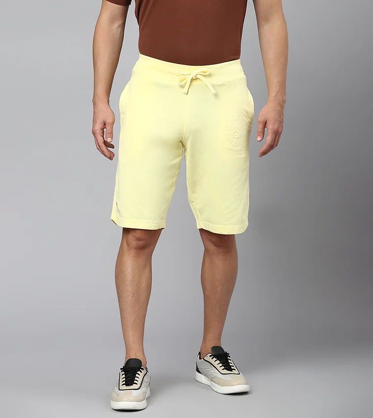 Beverly Hills Polo Club Yellow Regular Fit Cotton Shorts
