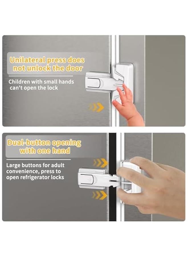 2 Pack Refrigerator Fridge Freezer Door Lock for Kids and Aging Seals, Baby Proofing Cabinets, Cabinet Locks for Baby, Child Proof Refrigerator Latch Lock to Keep Door Closed, No Tools Required, Whi - Image 2