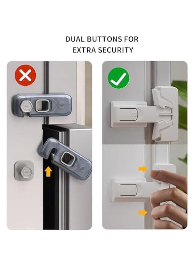 2 Pack Refrigerator Fridge Freezer Door Lock for Kids and Aging Seals, Baby Proofing Cabinets, Cabinet Locks for Baby, Child Proof Refrigerator Latch Lock to Keep Door Closed, No Tools Required, Whi - Image 3