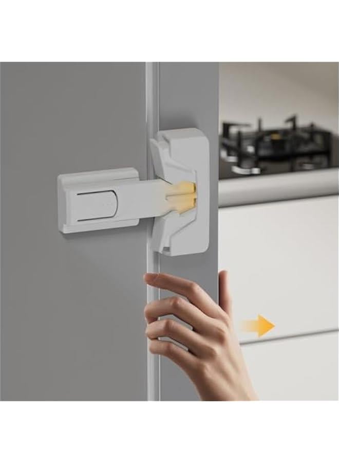 2 Pack Refrigerator Fridge Freezer Door Lock for Kids and Aging Seals, Baby Proofing Cabinets, Cabinet Locks for Baby, Child Proof Refrigerator Latch Lock to Keep Door Closed, No Tools Required, Whi - Image 4