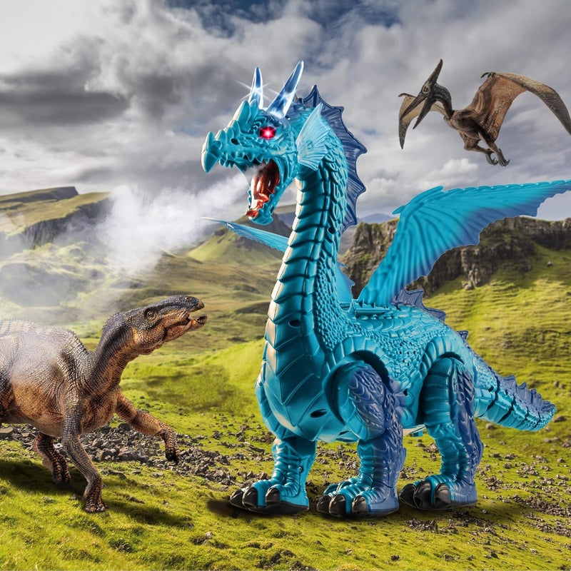 Discovery Frost-Breathing RC Dragon with Smoke Breath, Walking, Wing Flapping, Realistic Roaring Sounds| Light-Up Large Dinosaur Toy| Remote Control Robot Dino Mythical Creature|Kids Boys Gift| Age 6+ - Image 2