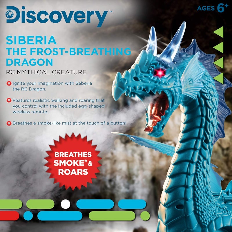 Discovery Frost-Breathing RC Dragon with Smoke Breath, Walking, Wing Flapping, Realistic Roaring Sounds| Light-Up Large Dinosaur Toy| Remote Control Robot Dino Mythical Creature|Kids Boys Gift| Age 6+ - Image 3