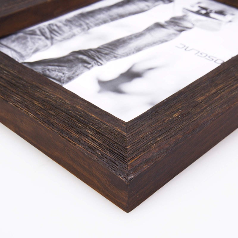 Eosglac Rustic Picture Frame 8x10, Weathered Dark Brown Reclaimed Look Wooden Photo Frame, Tabletop or Wall Mounting Display - Image 5