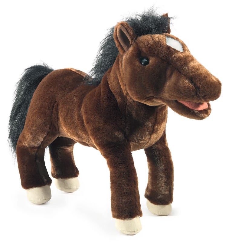 Folkmanis Horse Hand Puppet Brown Black Off White - Image 3
