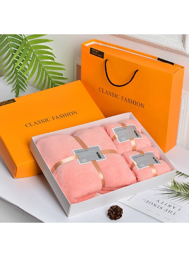 3 Piece Coral Fleece Towel Set with Gift Box, Thickened Super Absorbent Quick Dry Lint Free Towels, Soft Skin Friendly Large Size for Home Bathroom and Gift Giving - Image 1