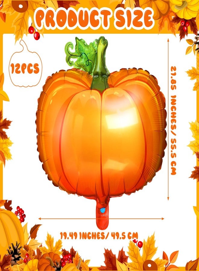 هونغداو مجموعة بالونات اليقطين من هونغداو، 12 قطعة، بالونات فويل كبيرة لتزيين حفلات عيد الشكر، وحفلات استقبال المولود، وأعياد الميلاد، وموسم حصاد الخريف، ومستلزمات حفلات عيد الشكر (كلاسيكية) - Image 2