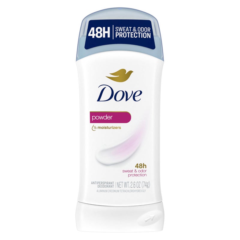 Dove Invisible Solid Antiperspirant Deodorant Stick for Women, Powder, For All Day Underarm Sweat & Odor Protection 2.6 oz, 6 Count - Image 1