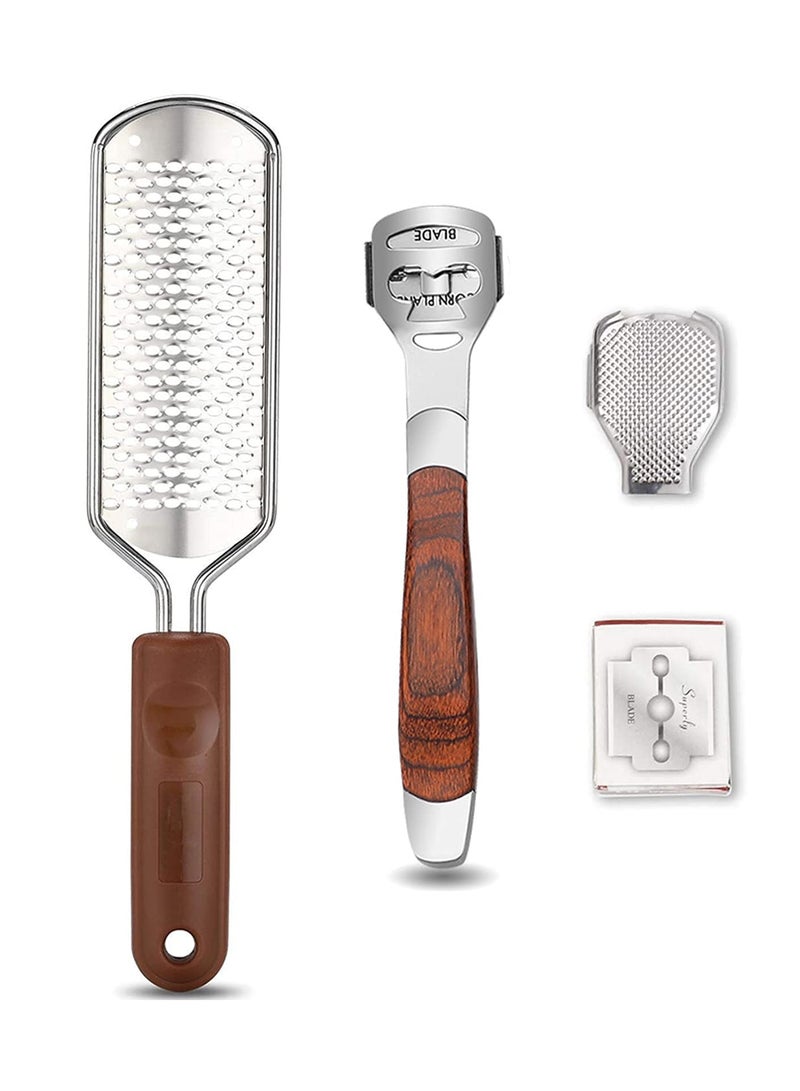 Colossal Foot Rasp & Wood Handle Callus Shaver (10 Replacement & 1 Foot File Heads), Pedicure Foot File Kit, Heel Scraper For Feet, Foot File Callus Remover Foot Care to Remove Hard Skin - Image 1
