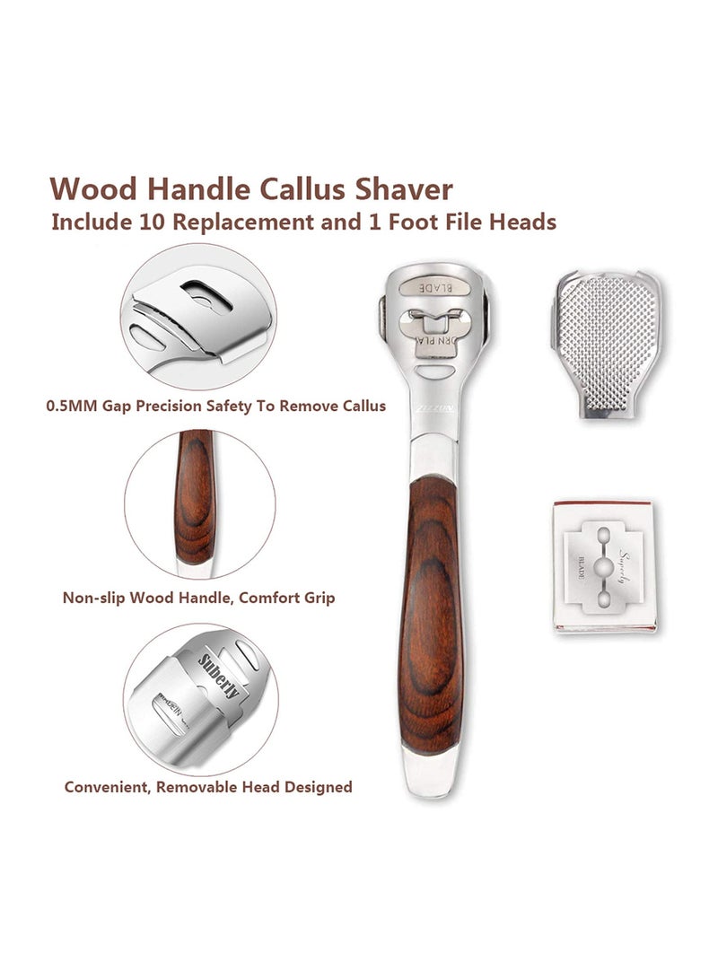 Colossal Foot Rasp & Wood Handle Callus Shaver (10 Replacement & 1 Foot File Heads), Pedicure Foot File Kit, Heel Scraper For Feet, Foot File Callus Remover Foot Care to Remove Hard Skin - Image 5