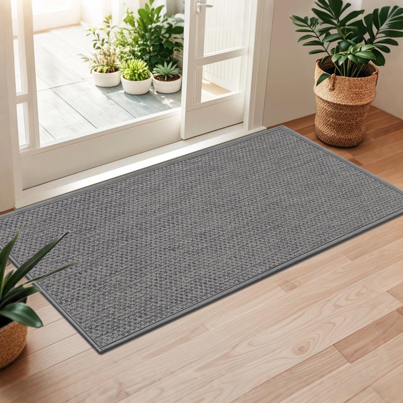LEKEEPGO Door Mat 24"x47", Non Slip Door Mat Indoor Entrance, Rubber Backing Front Indoor Door mats Washable Absorbent Low-Profile Entryway Entry Resist Dirt Inside Door Mats, Light Grey - Image 1