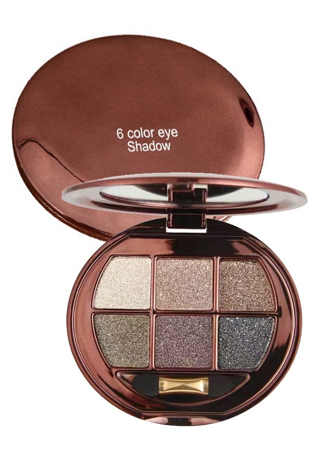 Diamond 6 Color Eye Shadow，Shimmer Glitter Metallic Eyeshadow Palette, Neutral Cool-Tone Eye Shadow Kit, High Pigment Smokey & Halo Eyeshadow, Long-Lasting Blendable Sparkle Eye Makeup Palette for Party & Night Glam Looks #01 - Image 1