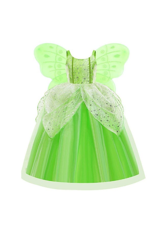 NIBEMINENT New Halloween Green elf dress, Princess Tianna and Tinker Bell children's performance costume - Image 1