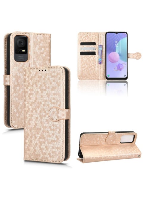 Case Cover For TCL 405 / TCL 406 T506D Honeycomb Dot Texture Leather Phone Case Gold