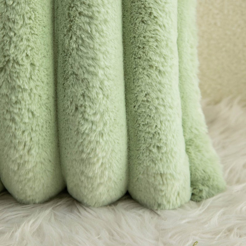 Neelvin Green Faux Fur Cozy Soft Striped Decorative Throw Pillow Covers 24x24 inch Set of 2 Velvet Pillowcase Cushion Case for Sofa Couch - Image 5