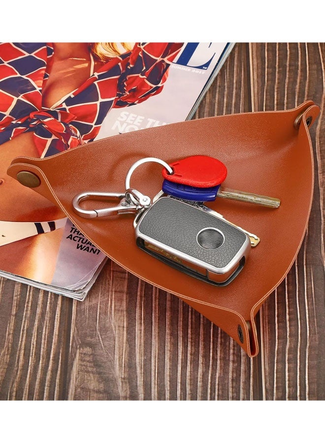 3 PCS 6" Leather Valet Tray, Leather Catchall Holder Foldable Decorative Tray Storage Organizer For Travel Engagement Gifts Watches Jewelry Necklaces Bracelets Storage - Image 5