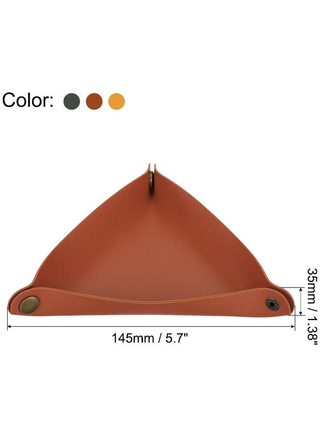 3 PCS 6" Leather Valet Tray, Leather Catchall Holder Foldable Decorative Tray Storage Organizer For Travel Engagement Gifts Watches Jewelry Necklaces Bracelets Storage - Image 2