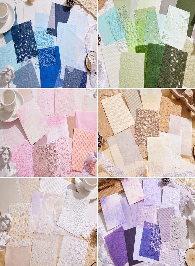 emmoolife 108 Sheets Textured Scrapbook Paper and Mesh Fabric Assorted Set - 6 Pack Mixed Special Paper for Scrapbooking Planner Bullet Junk Journal Supplies Mixed Collage Background 3.9x5.5 Inch - Image 2
