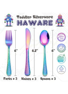 9Piece Toddler Kids Silverware Set Haware Stainless Steel Hammered Flatware Preschooler Eating Utensils Includes 3 Spoons 3 Forks 3 Knives Metal Children Cutlery For Home School Mirror Finished - pzsku/ZCFD11625CE2E32793EF0Z/45/_/1698514254/a8decd79-5e08-4410-afeb-9bbd9d8a901e