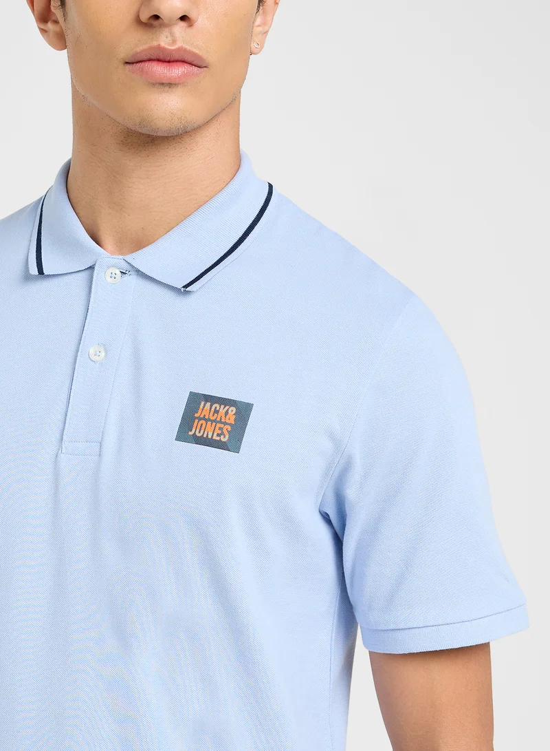 جاك اند جونز Jjhudson Chest Print Polo