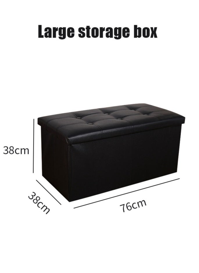 Generic - Storage Ottoman Bench Folding Chest Foot Rest Stool 30 Inches 80L Leather - Image 1