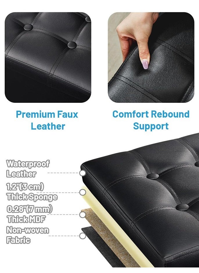Generic - Storage Ottoman Bench Folding Chest Foot Rest Stool 30 Inches 80L Leather - Image 1