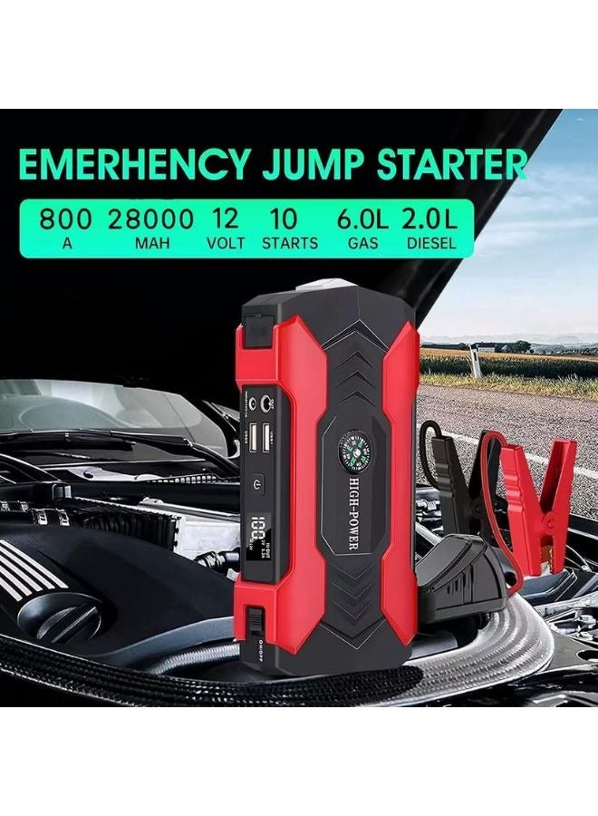 سمارتكس جهاز بدء تشغيل السيارة بالقفز، بطارية 28000 مللي أمبير/ساعة، مقاوم للماء، جهاز بدء تشغيل بالقفز محمول بقوة 200 وات، 12 فولت/1 أمبير، جهاز تعزيز بطارية السيارة في حالات الطوارئ مع وظيفة إضاءة LED - Image 3