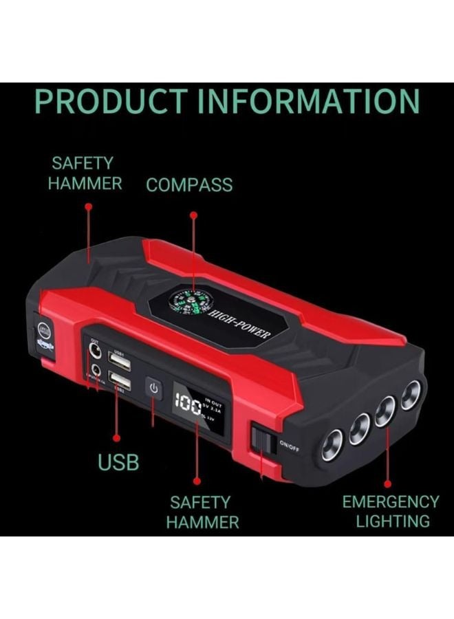 سمارتكس جهاز بدء تشغيل السيارة بالقفز، بطارية 28000 مللي أمبير/ساعة، مقاوم للماء، جهاز بدء تشغيل بالقفز محمول بقوة 200 وات، 12 فولت/1 أمبير، جهاز تعزيز بطارية السيارة في حالات الطوارئ مع وظيفة إضاءة LED - Image 5