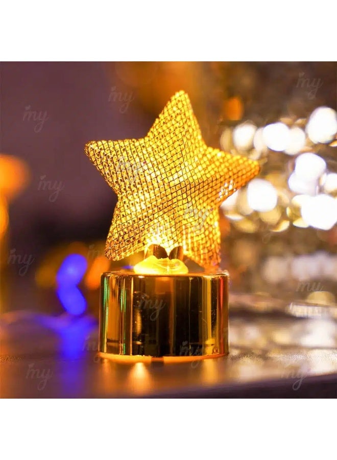 شمعة اليكتروني نجمة ليد عديمة اللهب تعمل بالبطارية زينة كريسماس ورمضان  عدد 1 اضاءة اصفر - Image 1