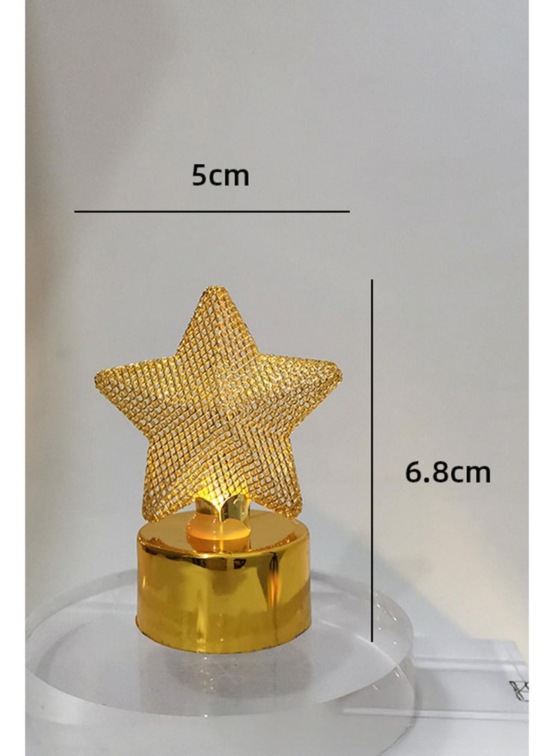 شمعة اليكتروني نجمة ليد عديمة اللهب تعمل بالبطارية زينة كريسماس ورمضان  عدد 1 اضاءة اصفر - Image 2