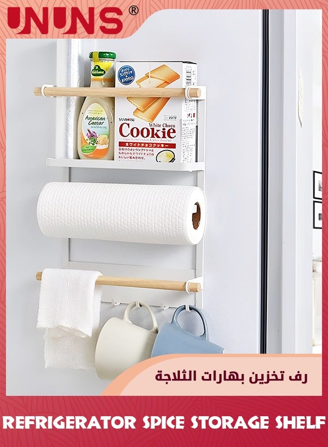 UNUNS Refrigerator Spice Storage Shelf,Magnetic Holder Refrigerator Side Hanging Organizer,Spice Rack Organizer Paper Towel Holder,Large Weight Capacity Rustproof Spice Jars Rack,Strong Magnetic Shelf  - Image 1