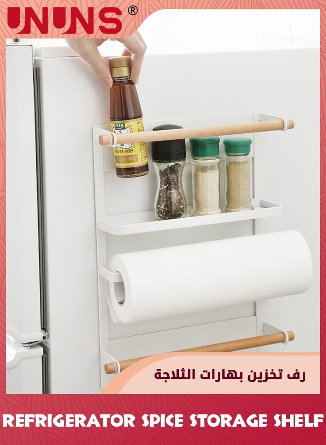 UNUNS Refrigerator Spice Storage Shelf,Magnetic Holder Refrigerator Side Hanging Organizer,Spice Rack Organizer Paper Towel Holder,Large Weight Capacity Rustproof Spice Jars Rack,Strong Magnetic Shelf  - Image 3