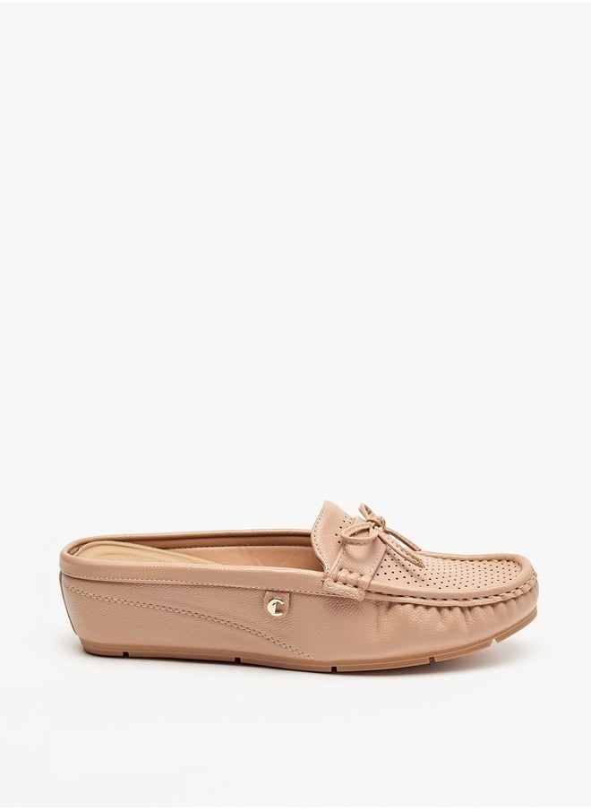 Le Confort Women Laser Cut Slip-On Mules with Bow Detail  - Image 3