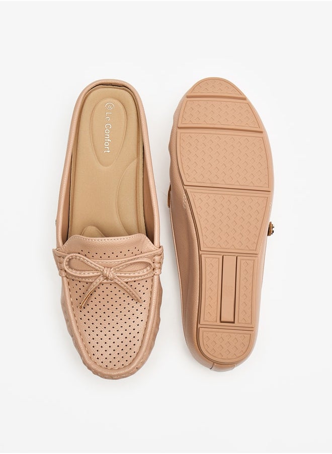 Le Confort Women Laser Cut Slip-On Mules with Bow Detail  - Image 4