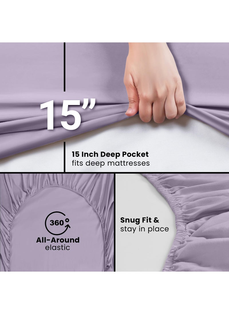 Utopia Bedding Utopia Bedding Queen Fitted Sheet - Bottom Sheet - Deep Pocket - Soft Microfiber - Shrinkage and Fade Resistant - Easy Care -1 Fitted Sheet Only (Lavender)  - Image 5