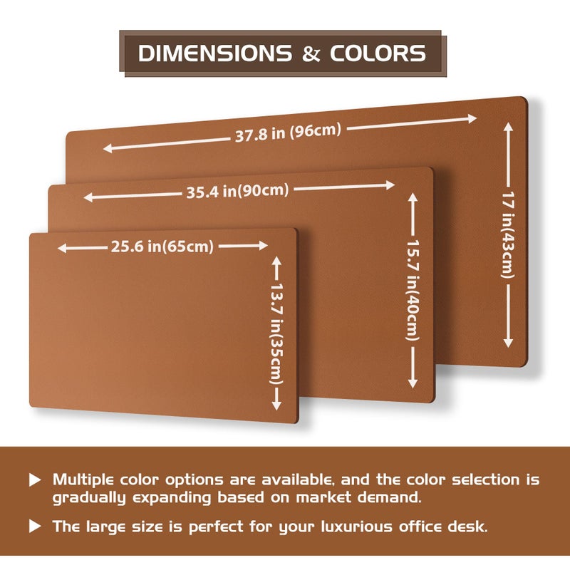 Aothia Double-Sided Desk Pad, Leather Desk Mat, Eco Cork Desk Pad Protector, Large Mouse Pad, Waterproof Desk Blotter Protector for Office/Home (25.6"x13.7", Brown) - Image 4