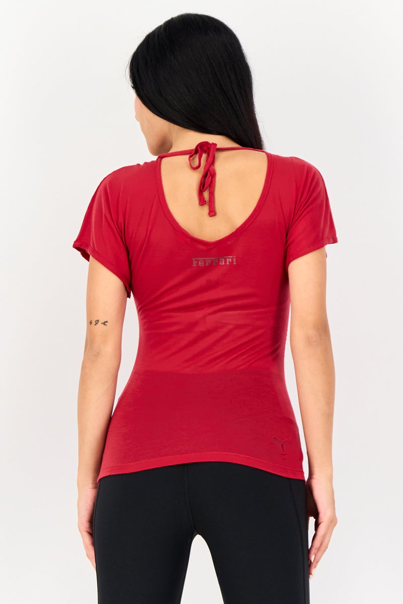 PUMA تي شيرت خارجي قصير الأكمام للنساء من سكوديريا فيراري × بوما، أحمر - Image 2