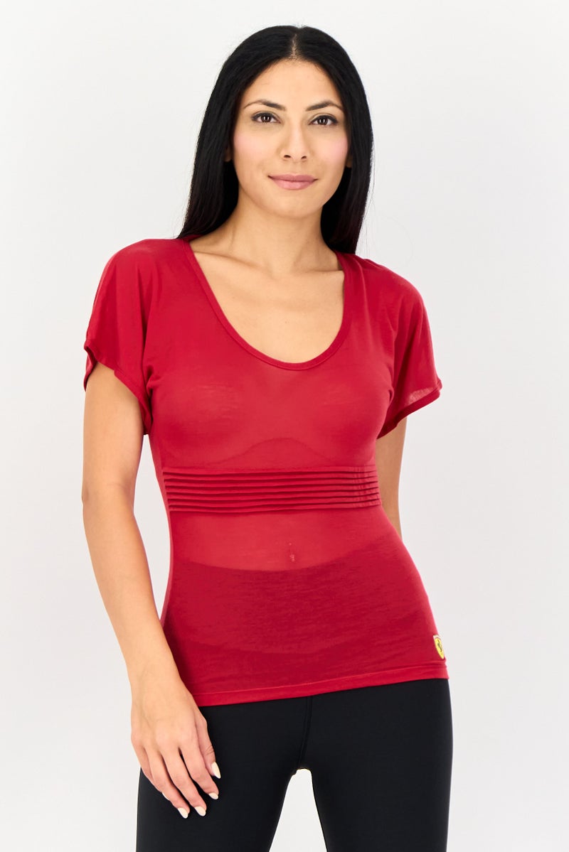 PUMA تي شيرت خارجي قصير الأكمام للنساء من سكوديريا فيراري × بوما، أحمر - Image 1