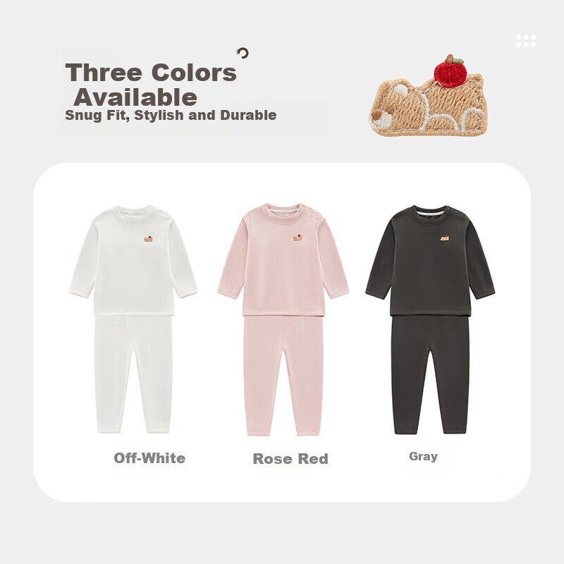JD Jing Zao Labi Baby Kids Thermal Moisture-Wicking Warm Homewear Set Unisex Autumn Winter Underwear Gray Size 73 - Image 1