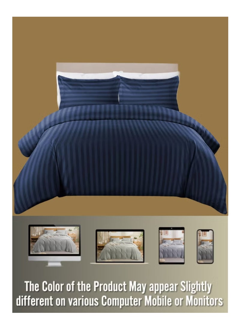 REDTOMMY Single Size 4-Piece Duvet Cover Bedding Set – Duvet Cover(150x200cm), Fitted Sheet(120x200+20cm) & 2 Pillowcases(53x75cm),color - Navy Blue - Image 3